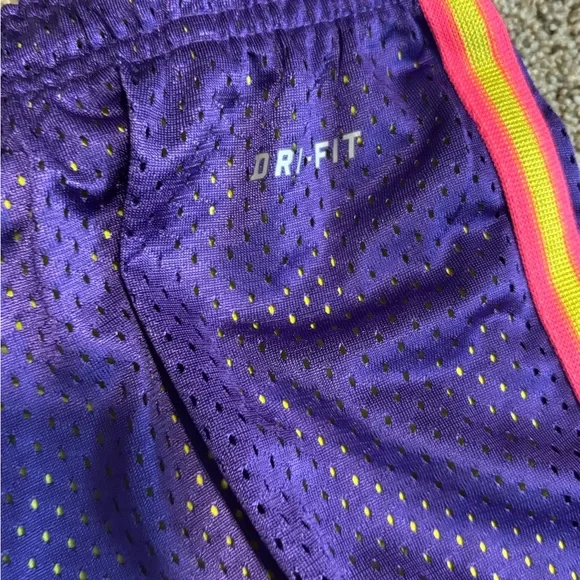 Nike Women's Purple and Yellow Athletic Shorts - Picture 4 of 9
